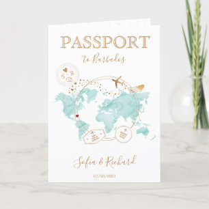 Mariage Destination Passport Carte du monde Barbad