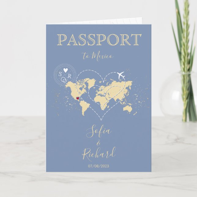 Mariage Destination Passport Carte du monde Bébé B (Devant)