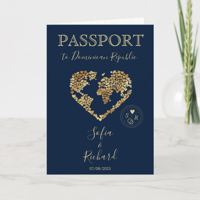 Mariage Destination Passport Carte du monde Coeur (Devant)