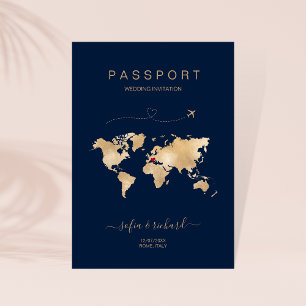 Mariage Destination Passport Carte du monde Modern