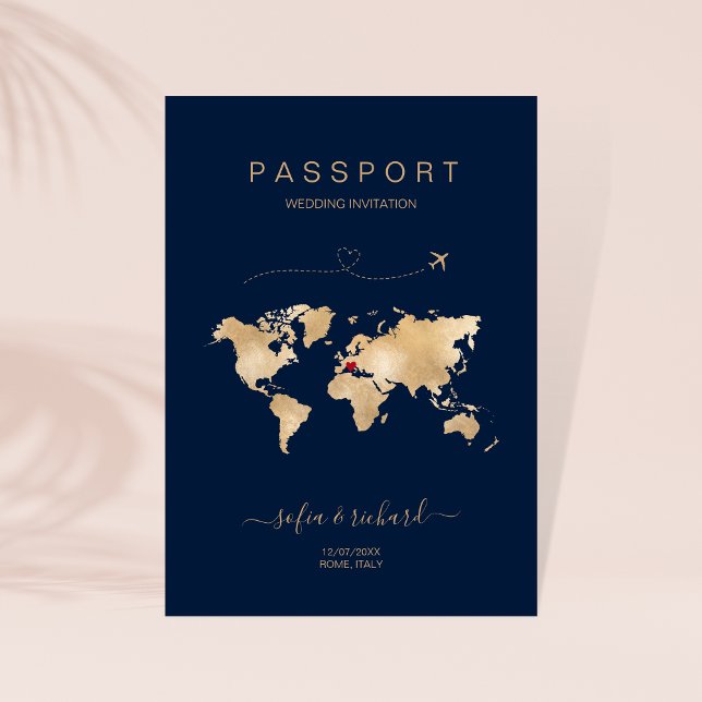 Mariage Destination Passport Carte du monde Modern (Créateur téléchargé)