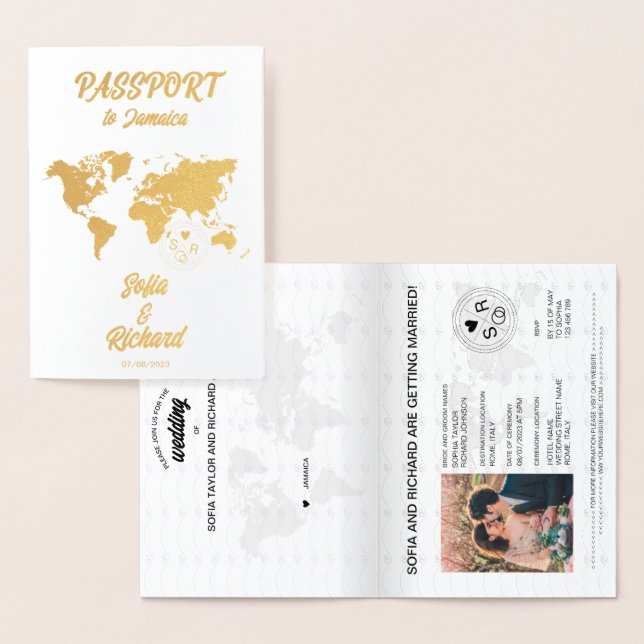 Mariage Destination Passport Carte du monde Tropic (Affichage)