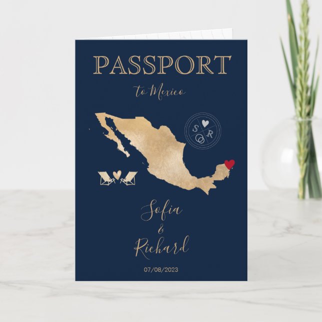 Mariage Destination Passport Gold Carte du monde M (Devant)