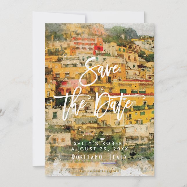 Mariage d'été Positano Italie enregistrer la carte (Devant)