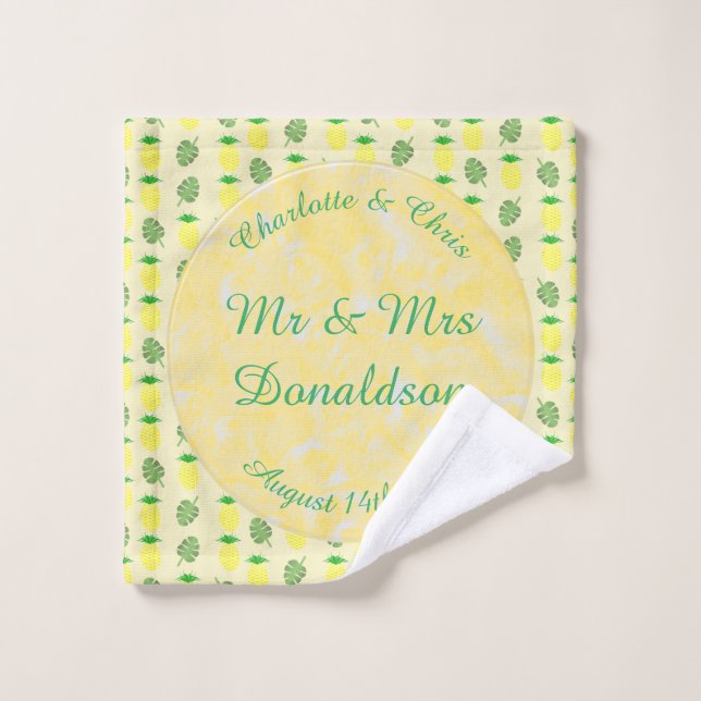 Mariage d'été tropical Ananas et Palm Feuille (Gant de toilette)
