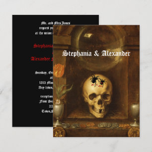 Mariage d'Halloween, Goth, Crâne, Invitation perso