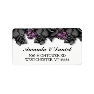 Mariage d'Halloween noir violet Rose Étiquette de