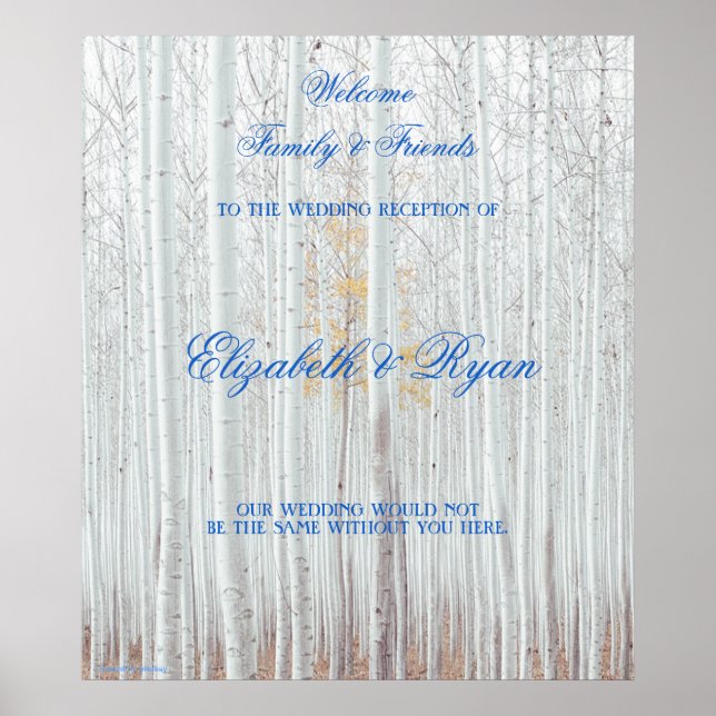 Mariage d'hiver, Birch blanc, affiche de bienvenue (Devant)