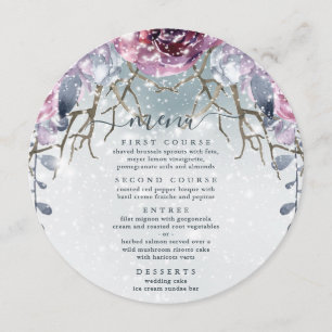 Mariage d'hiver Floral Blue Menu