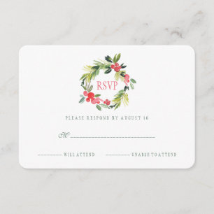 Mariage d'hiver Floral Watercolor Wreath RSVP