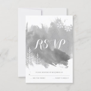 Mariage d'hiver gris aquarelle moderne réponse RSV