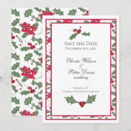 Mariage d'hiver Holly Enregistrer la carte de date