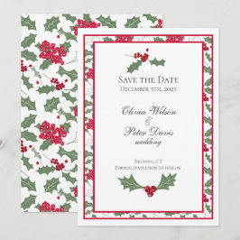 Mariage d'hiver Holly Enregistrer la carte de date