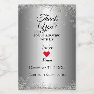 Mariage d'hiver Merci Vin Étiquette bouteille