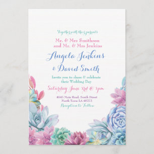 Mariage d'hiver Pastels Succulent Party Invitation