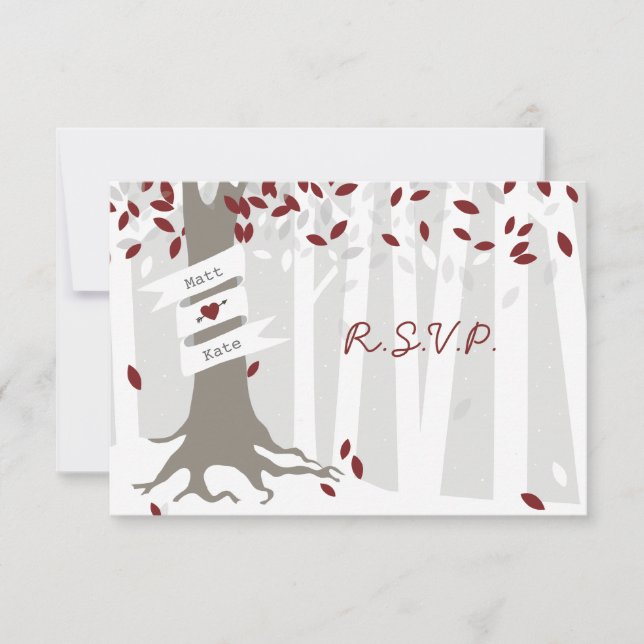 Mariage d'hiver rouge de la forêt de neige RSVP (Devant)