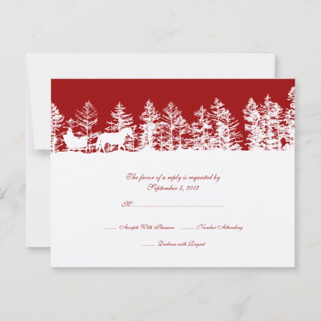 Mariage d'hiver rouge et blanc RSVP (Devant)