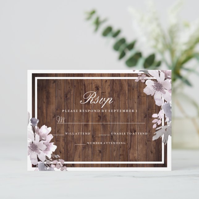 Mariage d'hiver rustique violet fleuri RSVP (Debout devant)