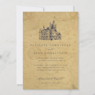 Mariage d'illustration du château de carte vintage