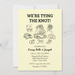 Mariage Doodle Invitation noir et blanc