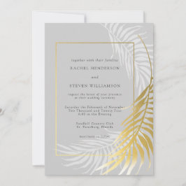Mariage d'or argenté Invitation verte tropicale