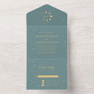 Mariage d'or céleste tout en une invitation