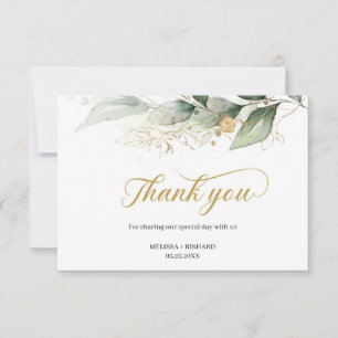 Mariage d'or feuille d'eucalyptus moderne merci