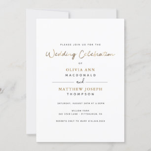 Mariage d'or Invitation à la réception