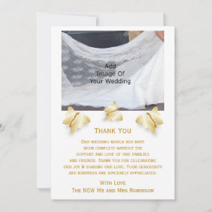 Mariage d'or Papillons Carte de remerciements Desi