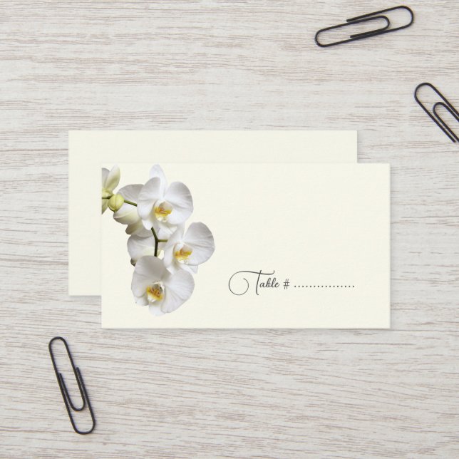 Mariage d'orchidée blanche Escort Place Cartes Bul (Devant/Arrière en situation)