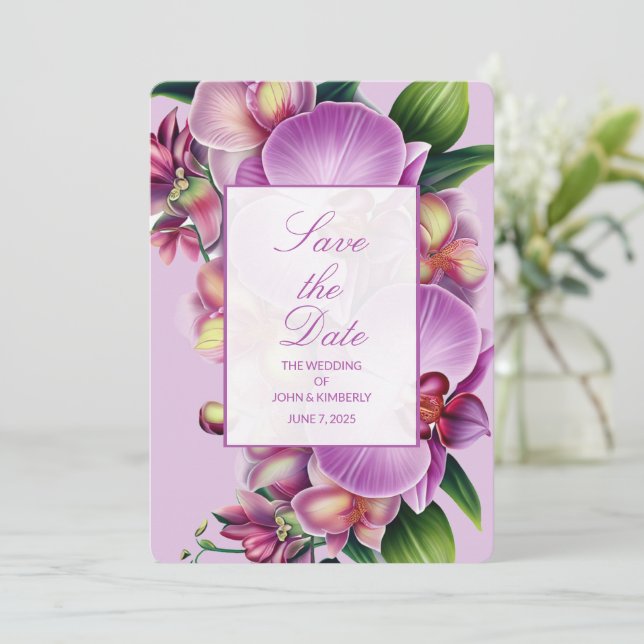 Mariage d'orchidées florales Enregistrer la carte  (Debout devant)