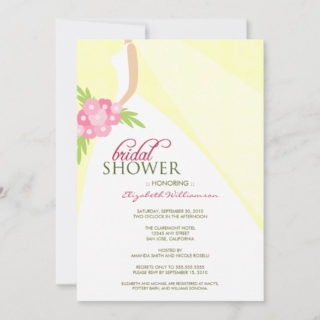 Mariage Dress_2 Invitation à la douche nuptiale (j (Devant)