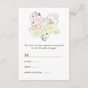 Mariage du coeur floral moderne Réponse RSVP