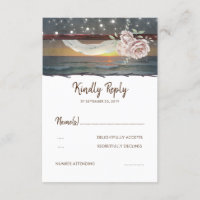 Mariage du coucher de soleil sur la plage RSVP