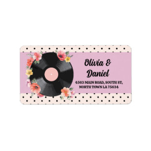 Mariage du disque musical Floral Étiquette de adre