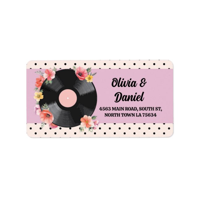 Mariage du disque musical Floral Étiquette de adre (Devant)