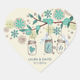 Mariage du jardin de Mason Jars Sticker circulai