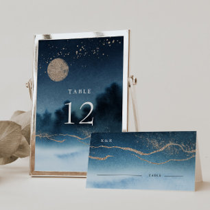 Mariage du paysage de nuit bleue Numéro de table