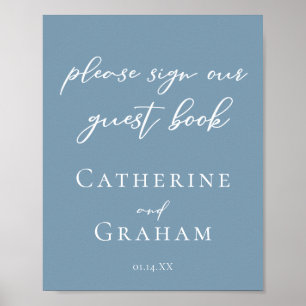 Mariage Dusty Blue Signer Notre Poster Livre d'Inv