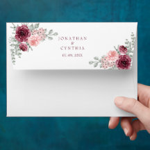 Mariage élégant aquarelle de rose burgundy et rose