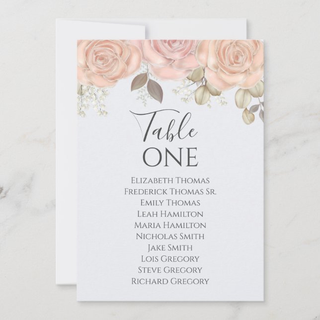 Mariage élégant Blue Floral Numéro de table (Devant)