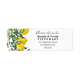 Mariage élégant citron | Étiquette d'adresse de re