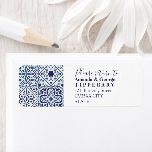 Mariage élégant en tuiles bleues | Étiquette d'adr (En situation)