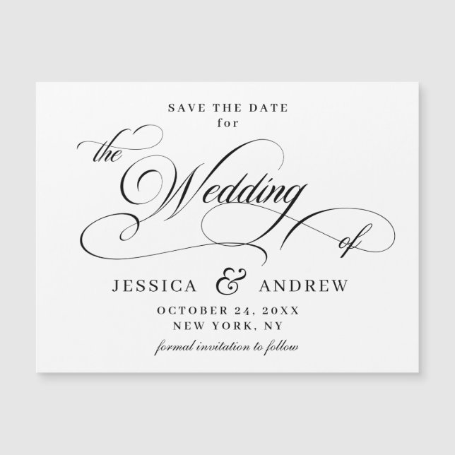 Mariage élégant Enregistrer la date Carte magnétiq (Devant)