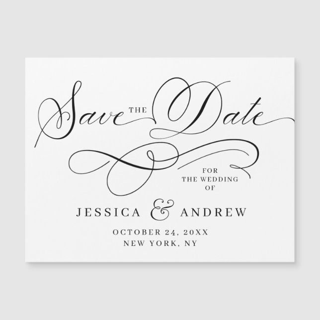 Mariage élégant Enregistrer la date Carte magnétiq (Devant)