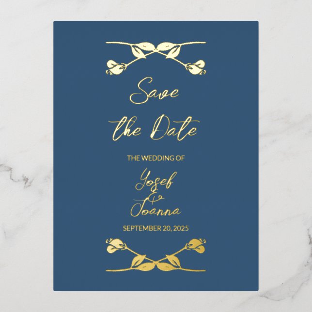Mariage élégant Enregistrer la date Foil carte pos (Recto)