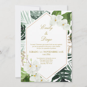 Mariage élégant et verdoyant Invitation en espagno