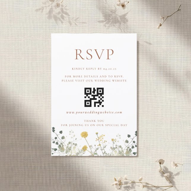 Mariage Élégant Fleur de Champ QR code RSVP (Créateur téléchargé)