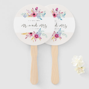 Mariage élégant floral M & Mme Éventails à main
