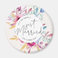 Mariage Élégant Juste Marié | Magnet Frigo